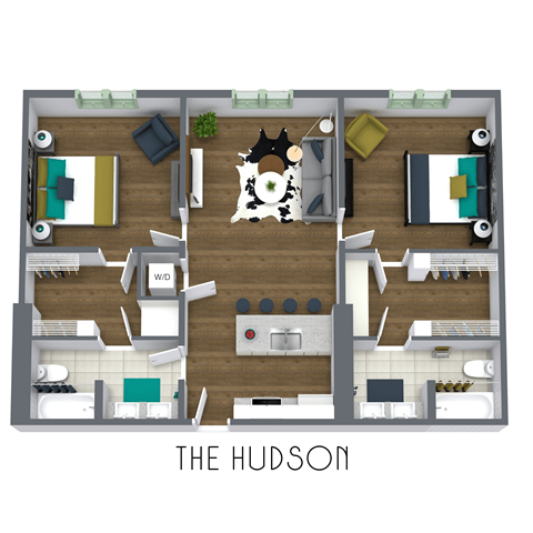 Floor plan for 2 beds, 2 baths, 924 sqft
